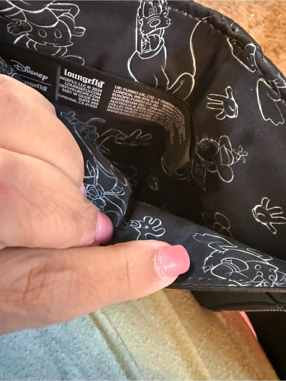 Loungefly Black Quilted Floral Embroidered Wallet with Gold Mickey Accent